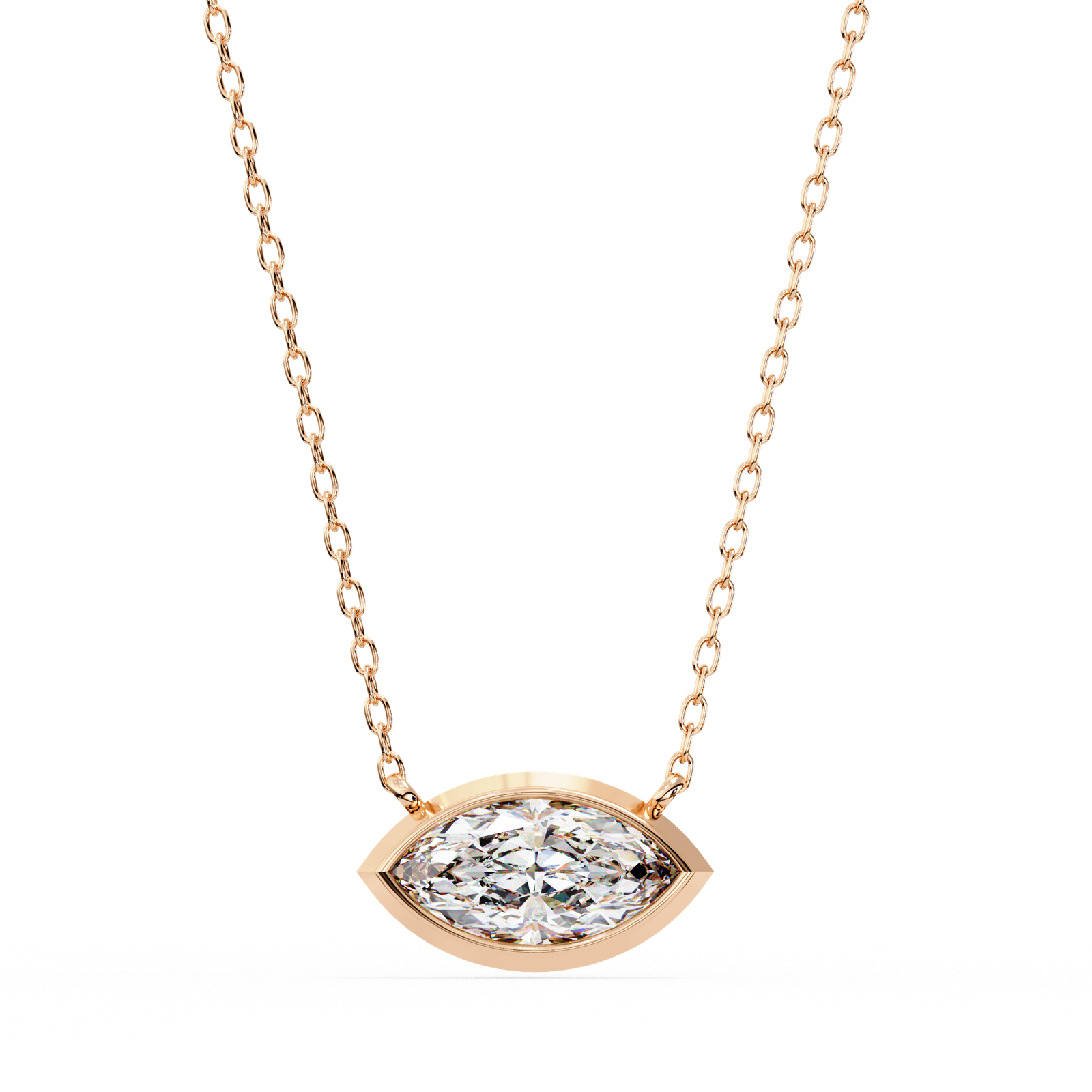 Marquise Diamond Bezel Pendant Necklace
