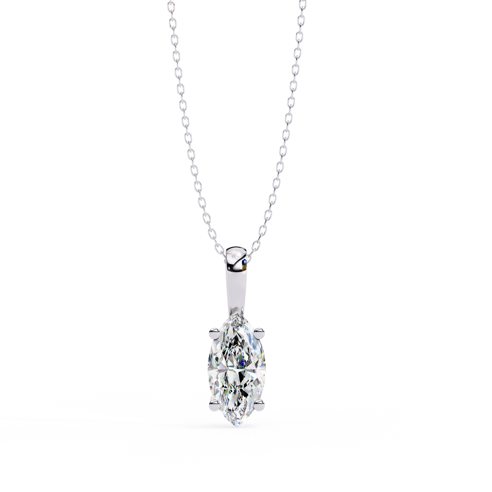Marquise Diamond Solitaire Pendant Necklace