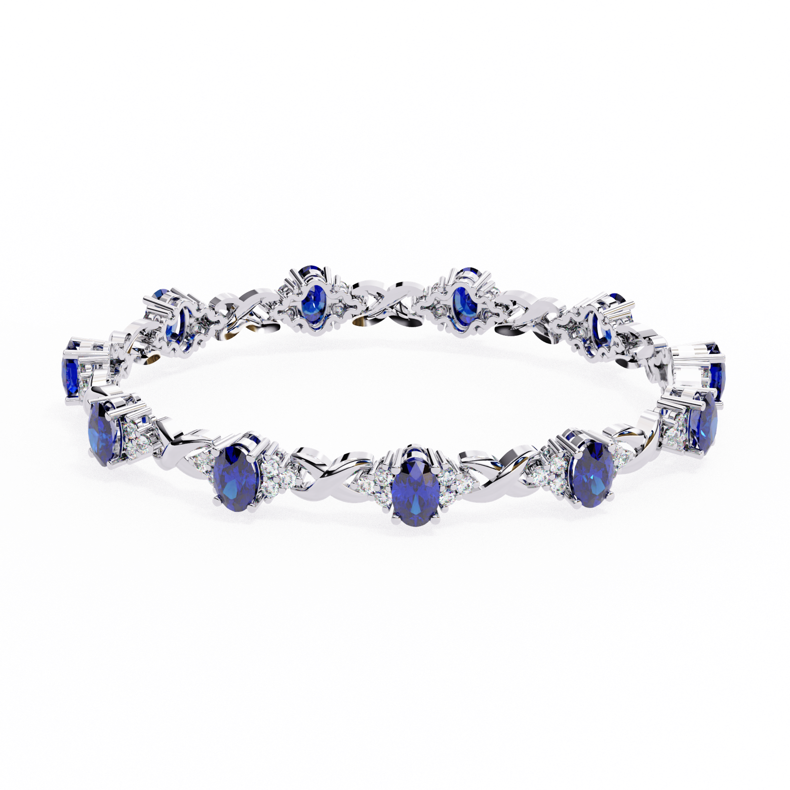 Royal Blue Sapphire & Diamond Twist Bracelet
