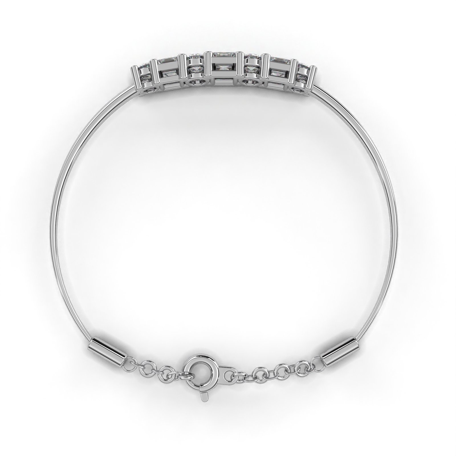 Elegant Diamond Bangle Bracelet – Round & Princess Cut Design