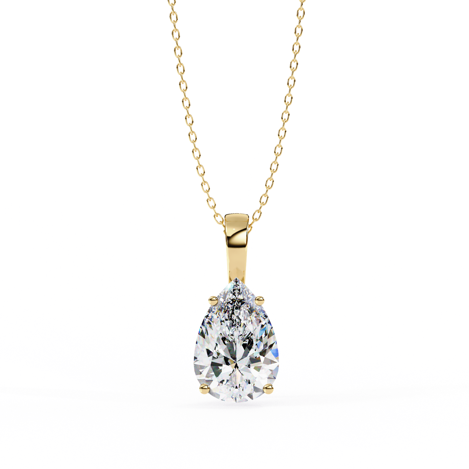 Pear-Cut Diamond Solitaire Pendant Necklace