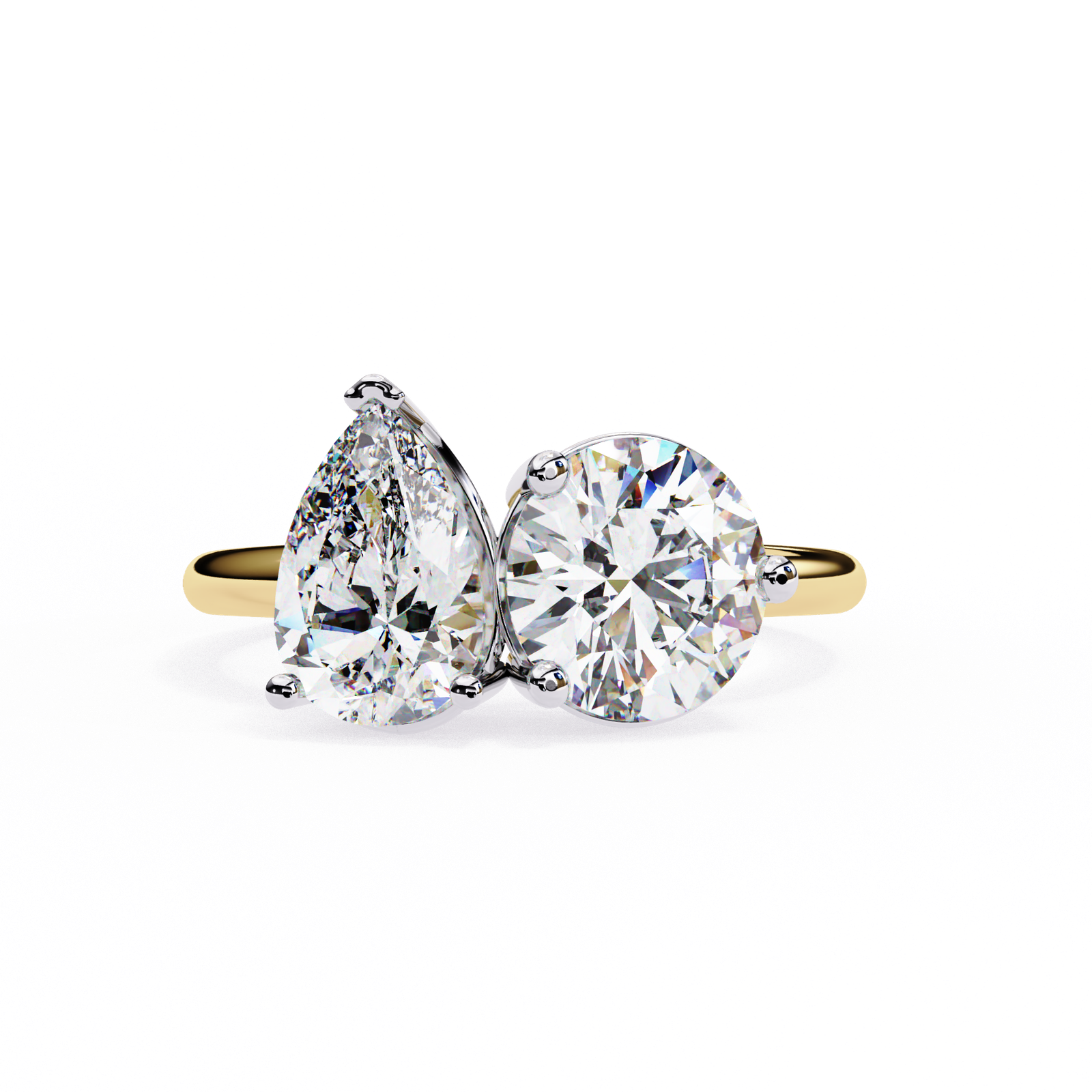 Pear & Round Double Diamond Ring