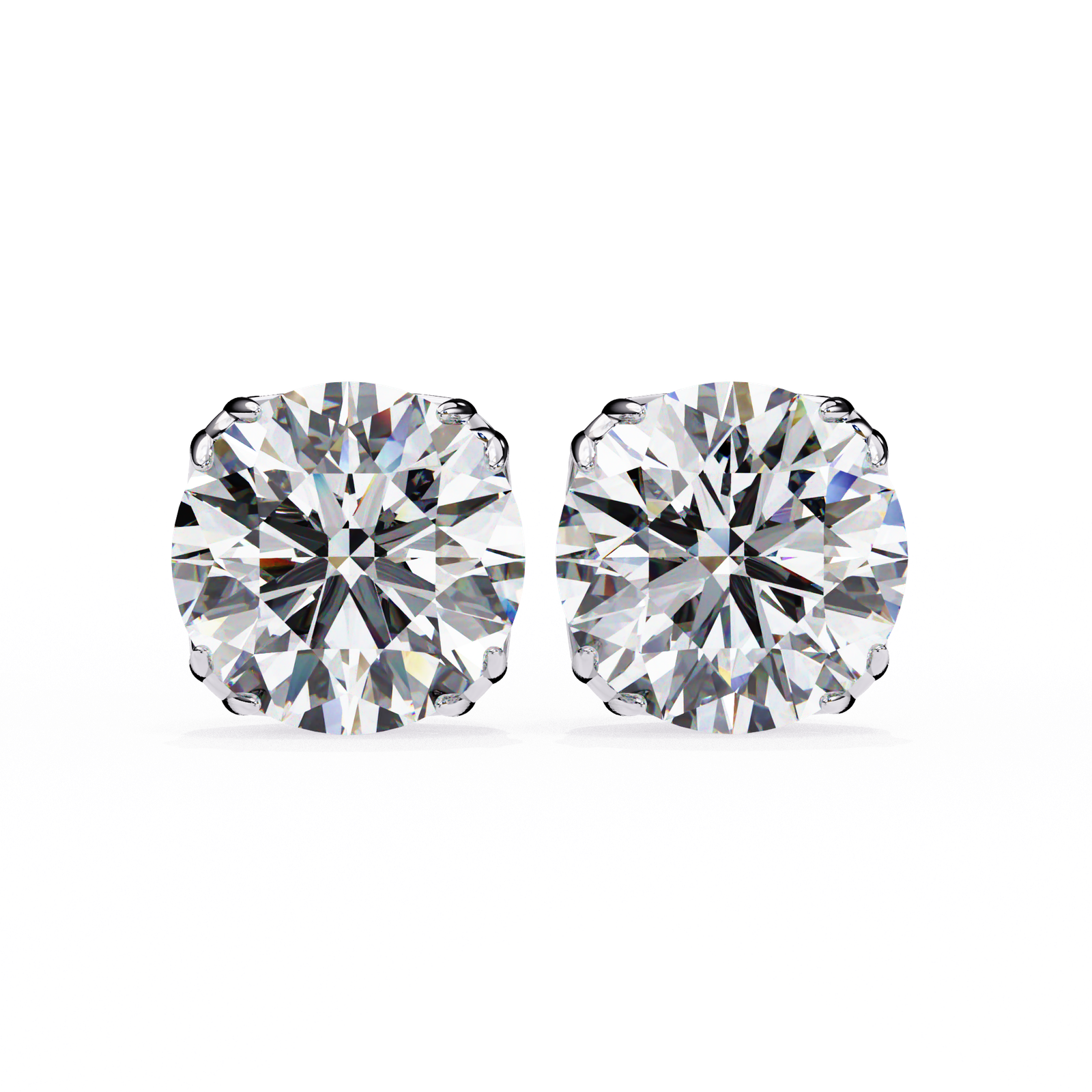 Round Diamond Stud Earrings with Scrollwork Setting