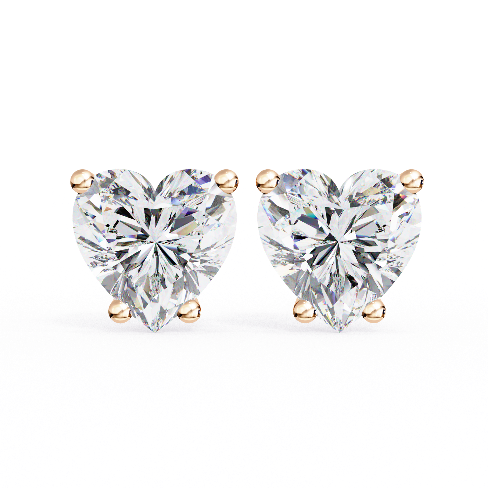 Heart-Shaped Diamond Stud Earrings