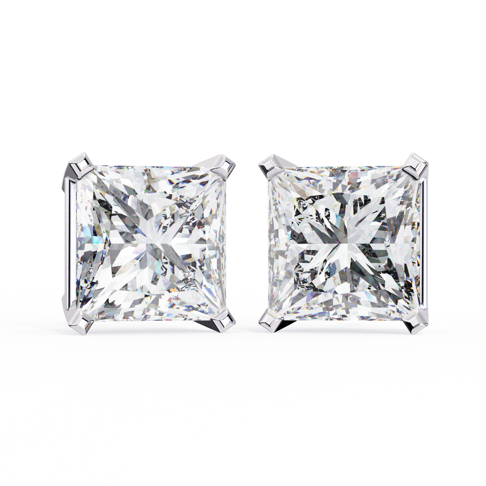 Classic Princess Cut Diamond Stud Earrings