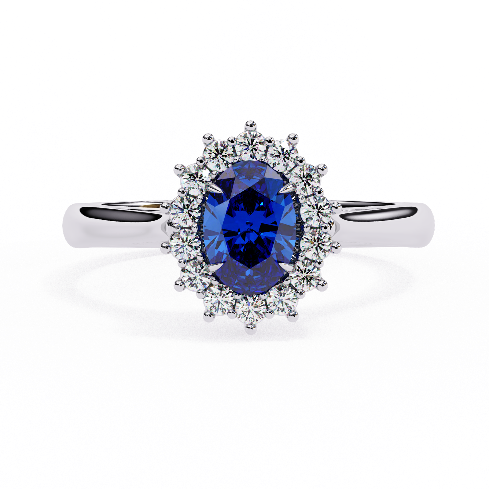 Royal Blue Oval Halo Ring